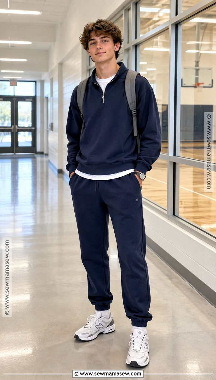 September School Outfit With Quarter Zip And Joggers - 20 september outfits for school