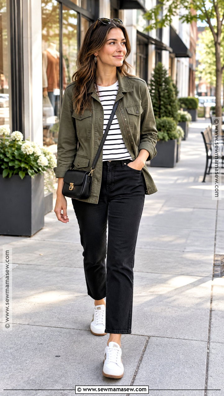 September Utility Jacket With Black Pants And Sneakers - 25 september style ideas