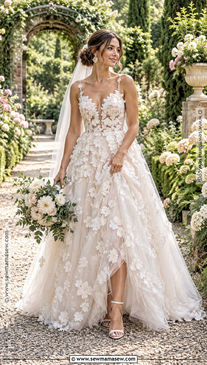 September Wedding Dress With Floral Appliques - 20 september wedding dress ideas