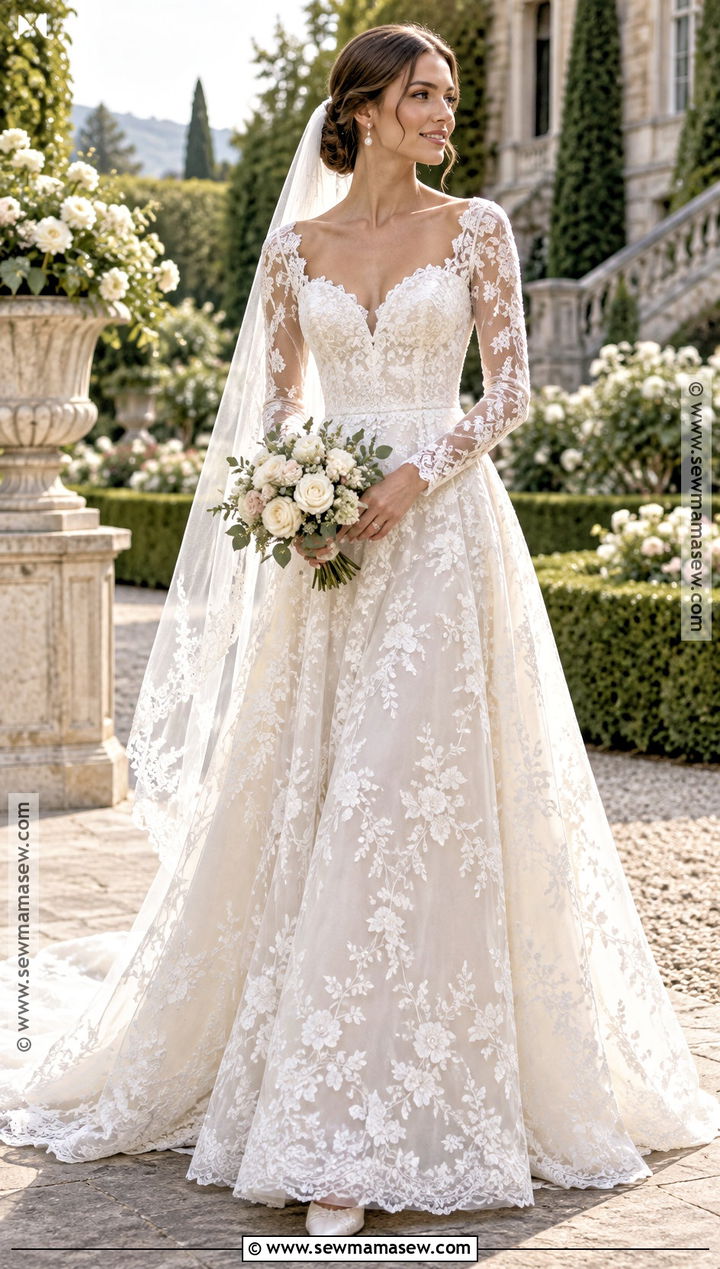 September Wedding Dress With Long Lace Sleeves - 20 september wedding dress ideas
