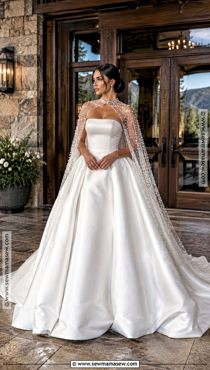 September Wedding Dress With a Bridal Cape - 20 september wedding dress ideas