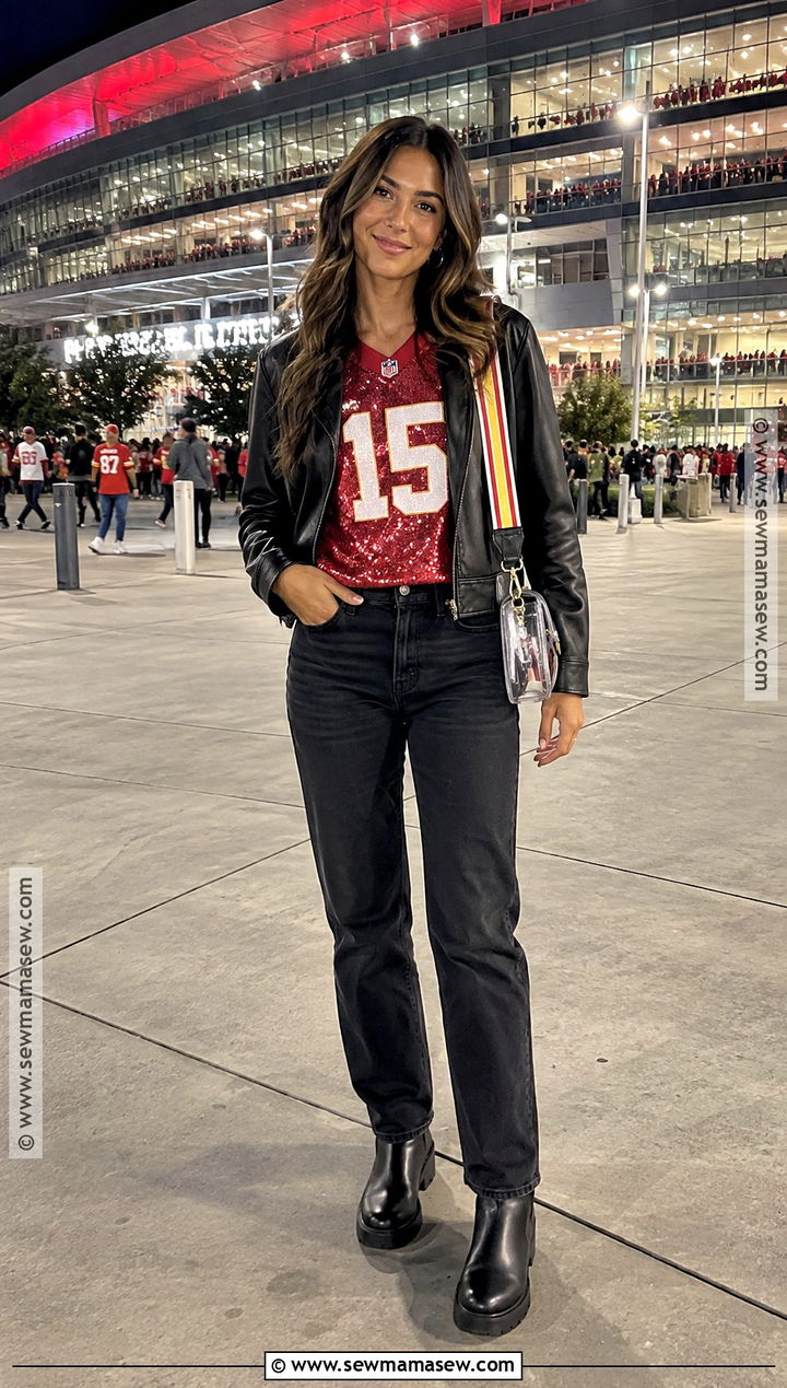 Sequin Football Shirt With Black Jeans - 15 fall football shirts