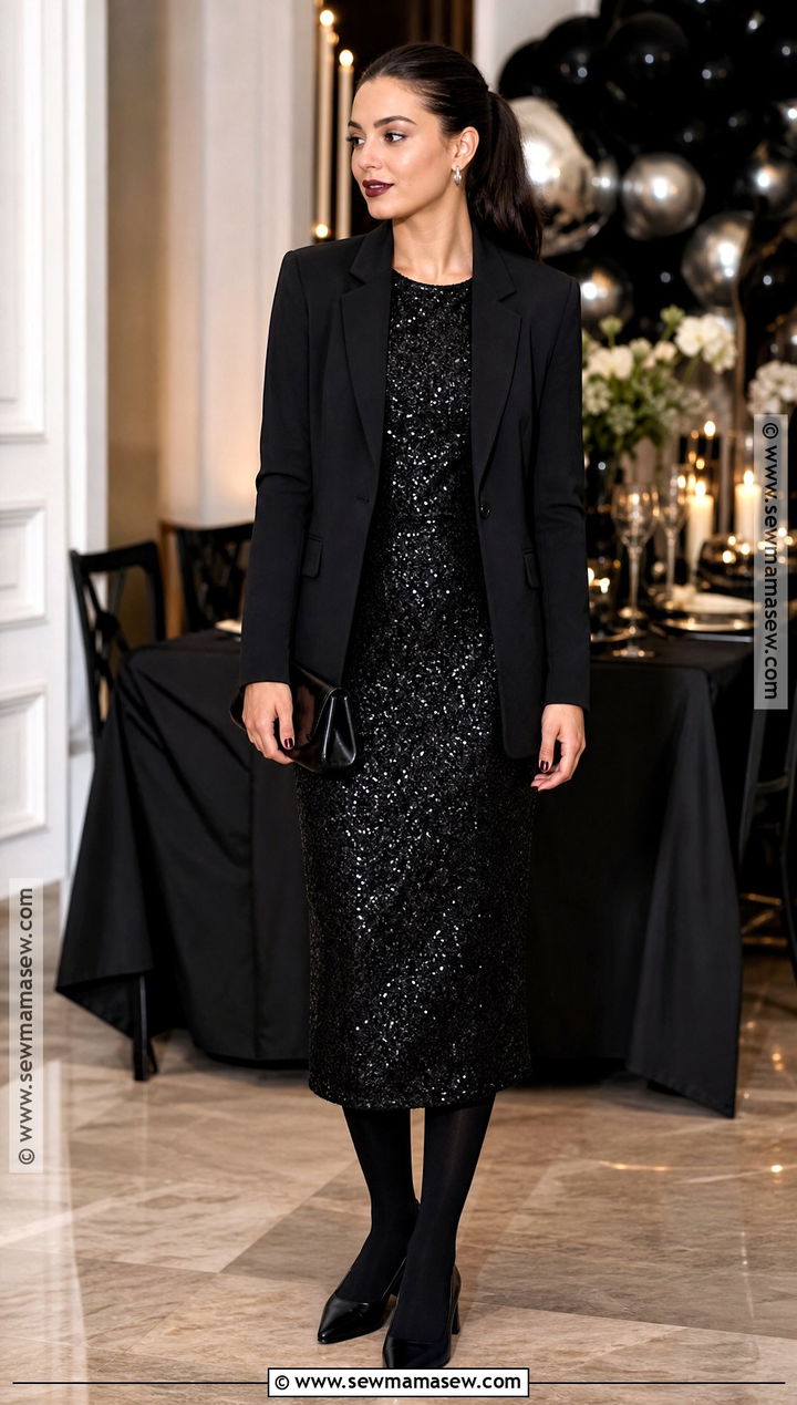 Sequin Halloween Dress With Black Blazer - 30 halloween dresses