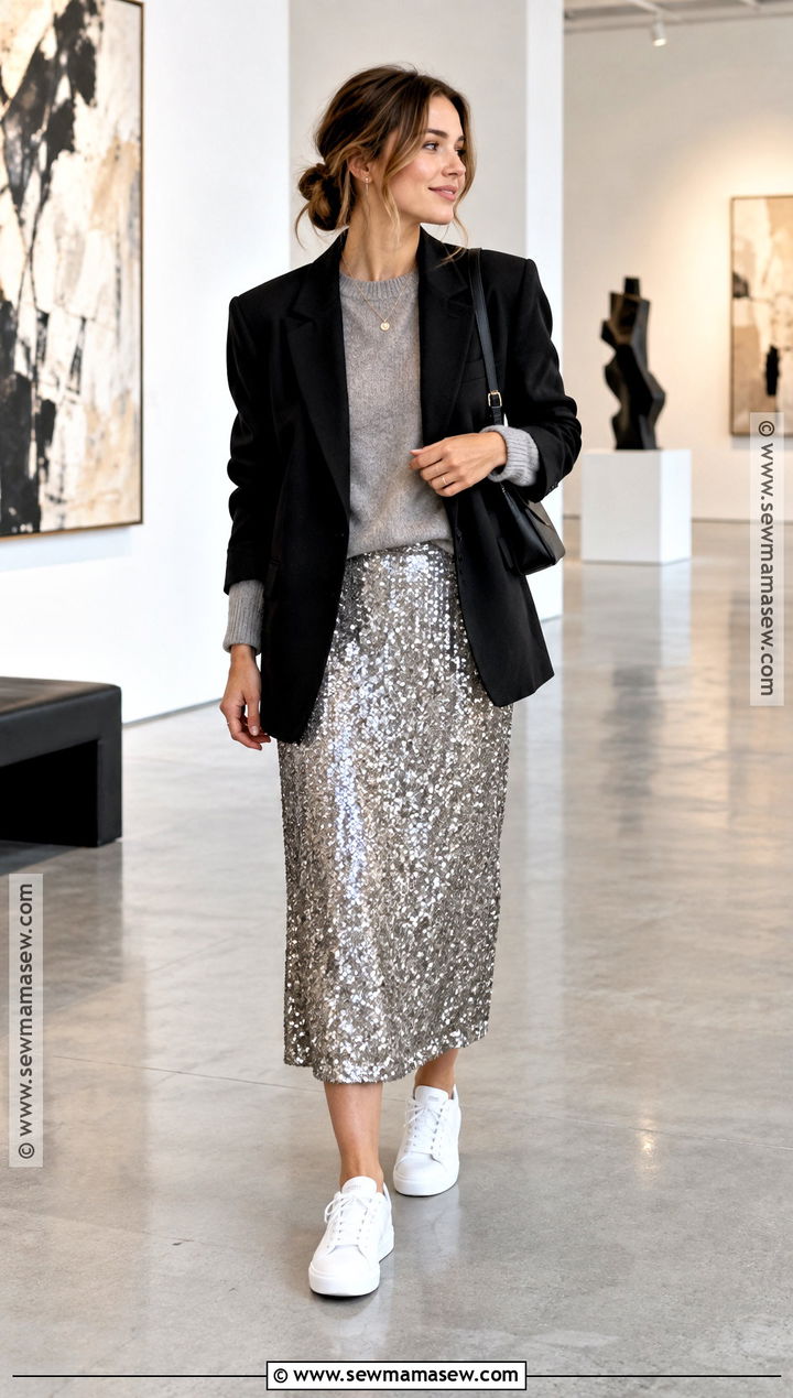 Sequin Midi Skirt Outfit - 15 fall skirt outfits 2026