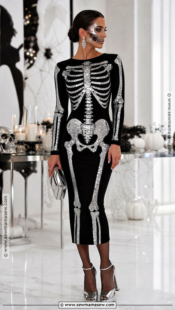 Sequin Skeleton Dress Costume - 35 skeleton dress ideas