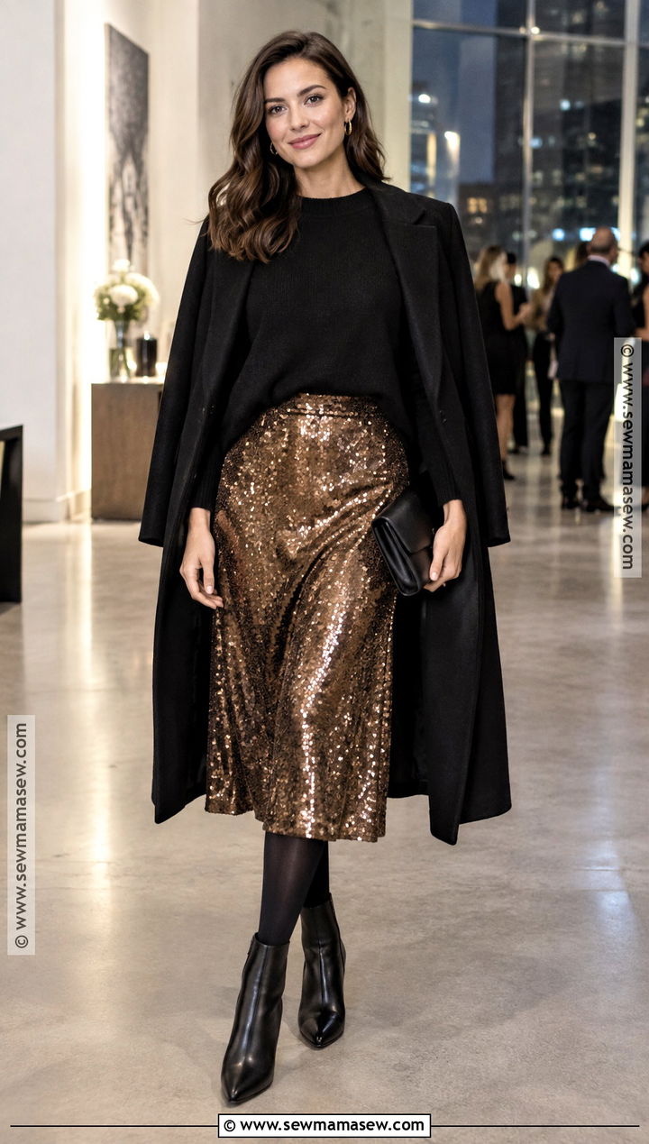 Sequin Skirt Fall Night Outfit - 20 night outfits fall