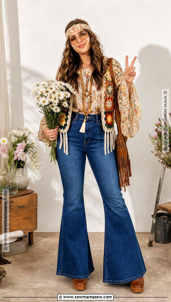 Seventies Flower Child Costume With Flares - 45 cute costumes