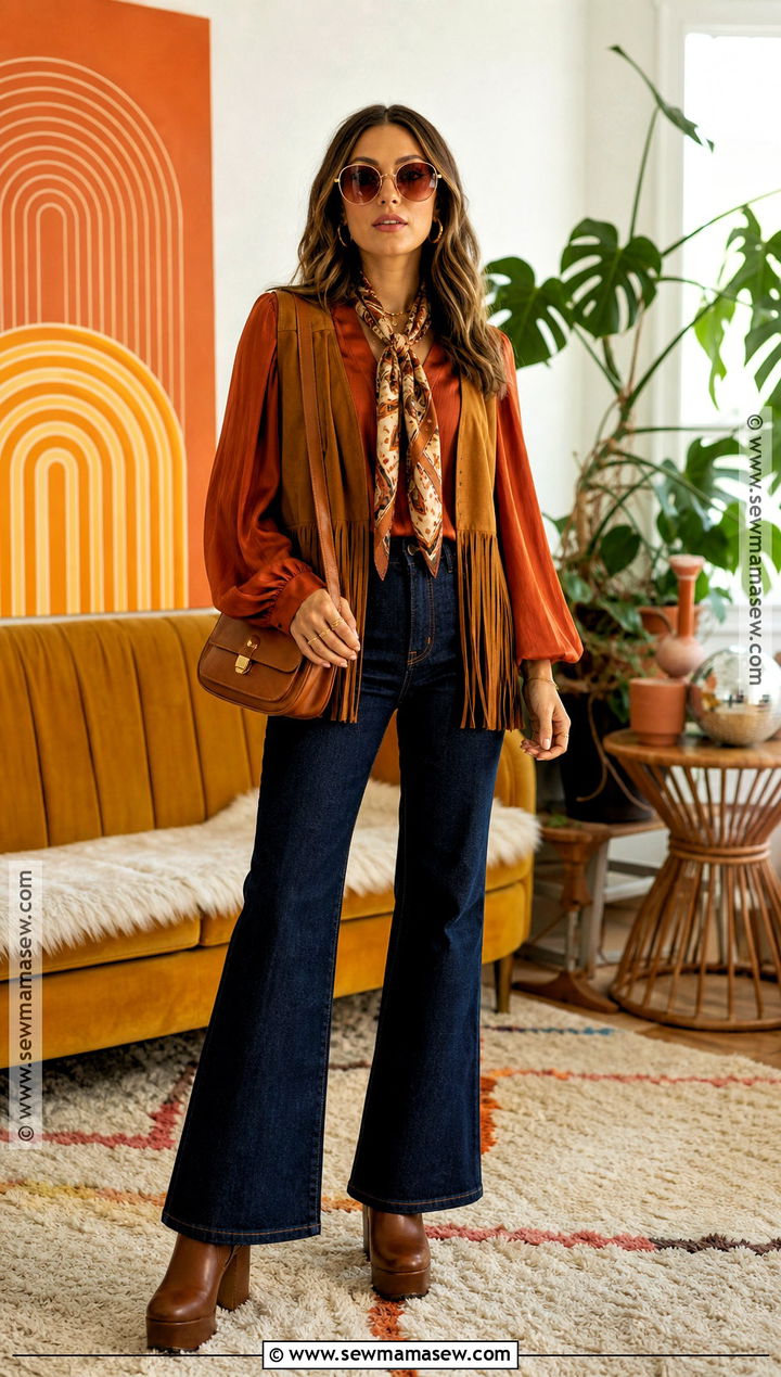Seventies Halloween Outfit With Flared Jeans - 50 halloween outfits