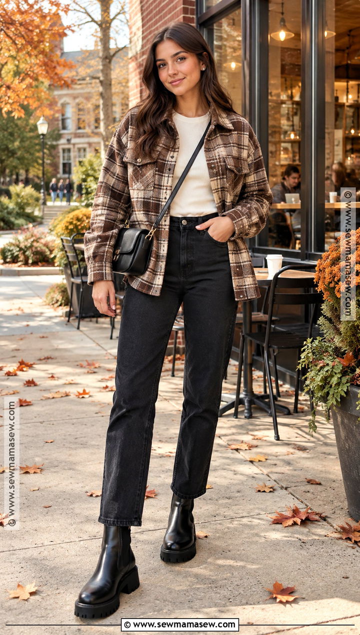 Shacket And Black Jeans College Fall Outfit - 15 college fall outfits casual