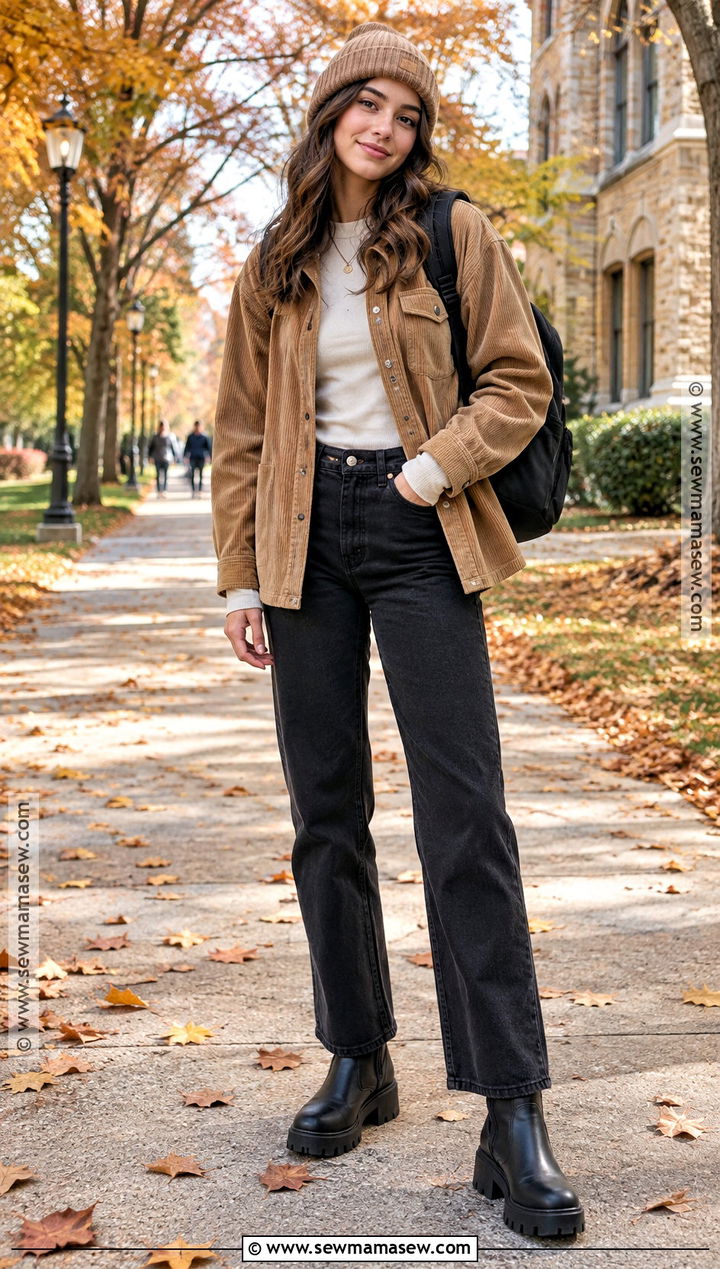Shacket And Black Jeans College Outfit - 25 autumn college outfits