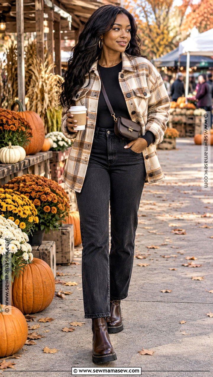 Shacket And Black Jeans Fall Date Night Outfit - 15 fall date night outfit black women casual ideas