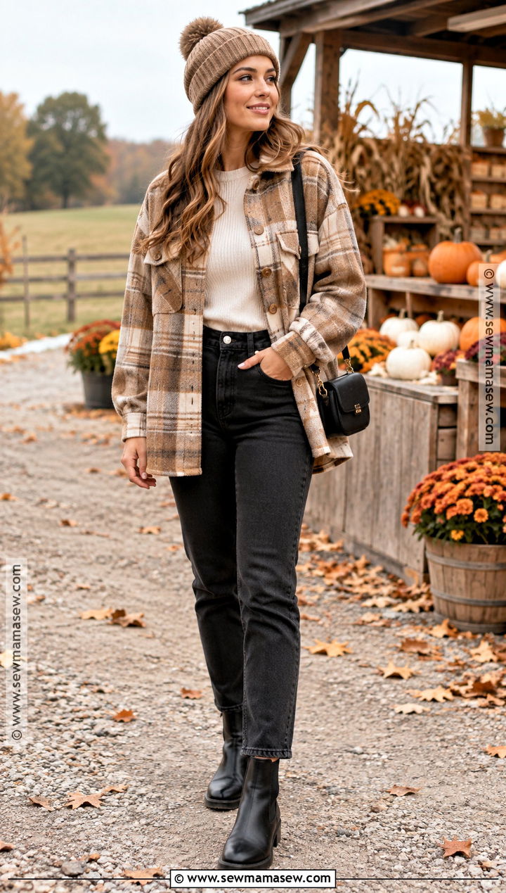 Shacket And Black Jeans Fall Outfit - 15 Fall Themed Outfits Aesthetic
