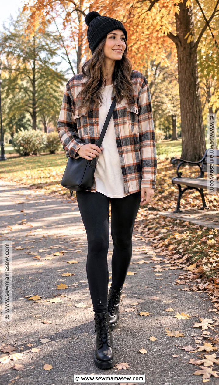 Shacket And Black Leggings Outfit - 30 autumn 2026 outfits