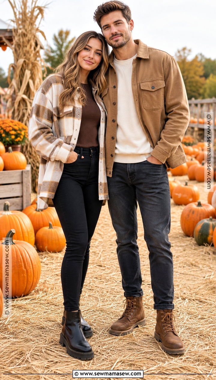 Shacket And Boots Fall Couples Outfit - 15 cute fall couples outfits