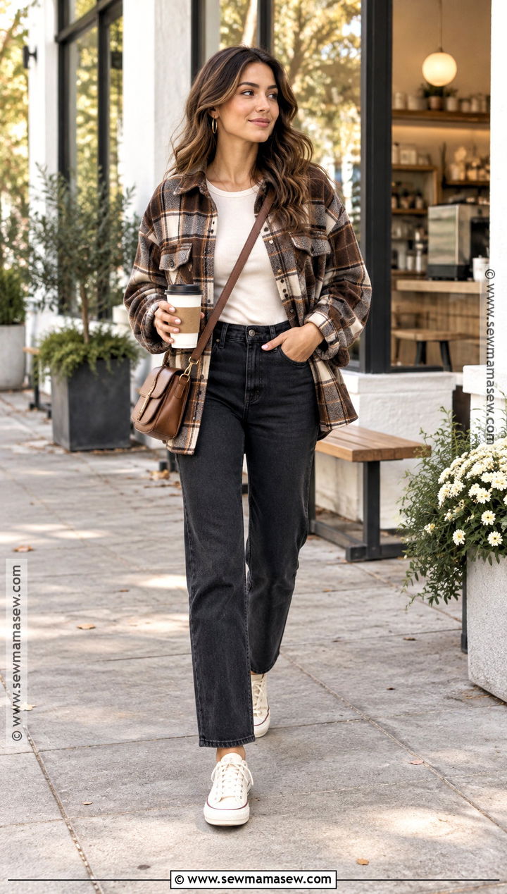 Shacket And Canvas Sneakers Fall Outfit - 25 fall outfits with sneakers