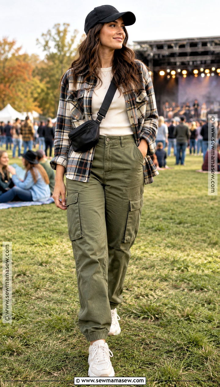 Shacket And Cargo Pants Concert Outfit - 20 outdoor concert outfit fall ideas