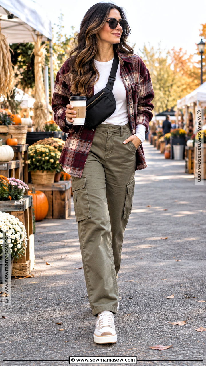 Shacket And Cargo Pants Fall Mom Outfit - 20 Cool Mom Outfits Fall