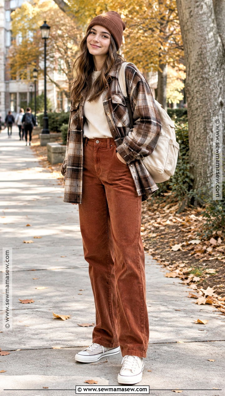Shacket And Corduroy Pants School Outfit - 25 autumn outfits school