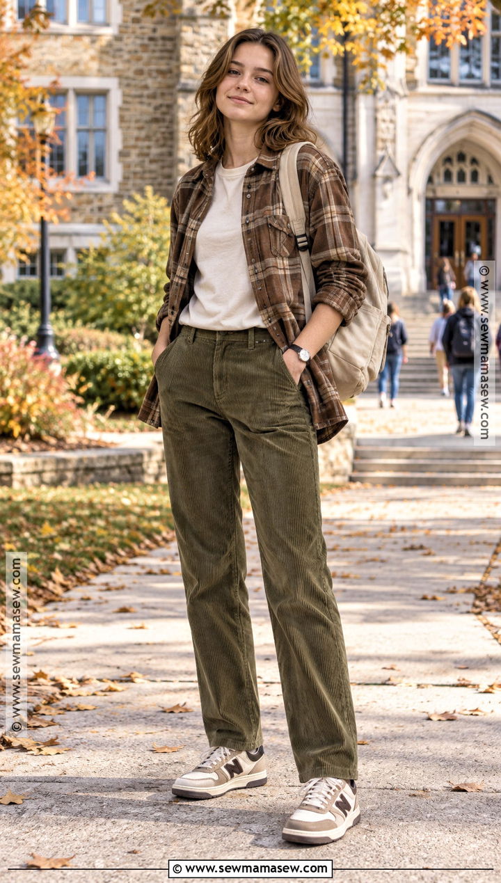 Shacket And Corduroy Pants Tomboy Outfit - 15 back to school outfits tomboy