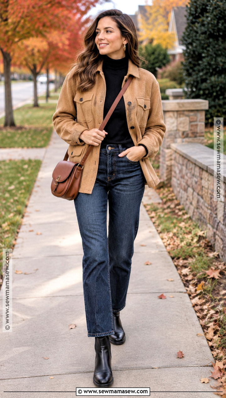 Shacket And Dark Wash Jeans Outfit - 15 Cool Mom Outfits Fall 2026