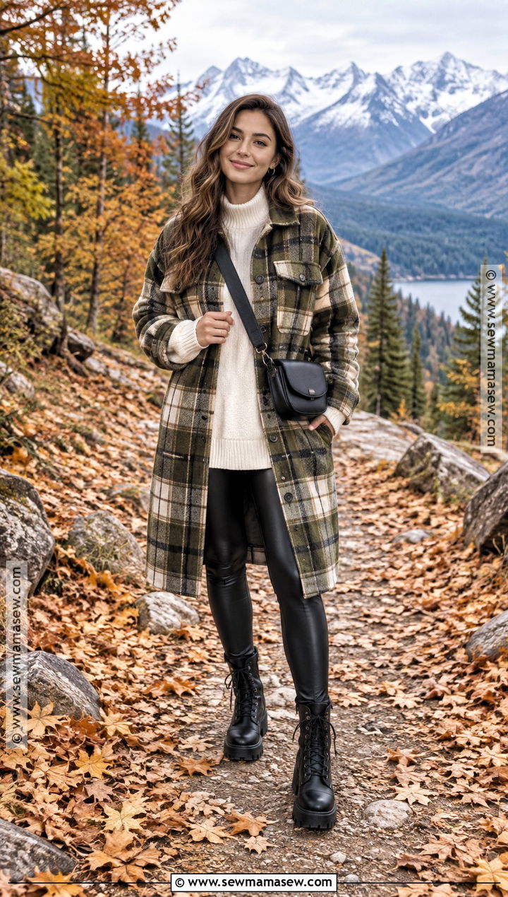 Shacket And Faux Leather Leggings Fall Photoshoot Outfit - 20 fall photoshoot outfits for women