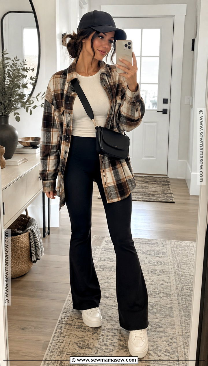 Shacket And Flare Leggings Fall Sports Mom Outfit - 15 sports mom fall outfit ideas