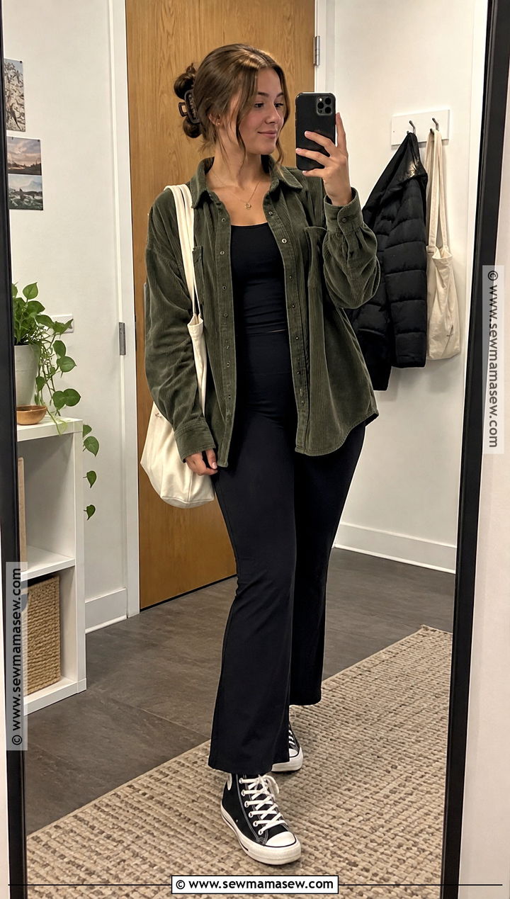 Shacket And Flare Leggings School Outfit - 15 Cute Fits For School Fall
