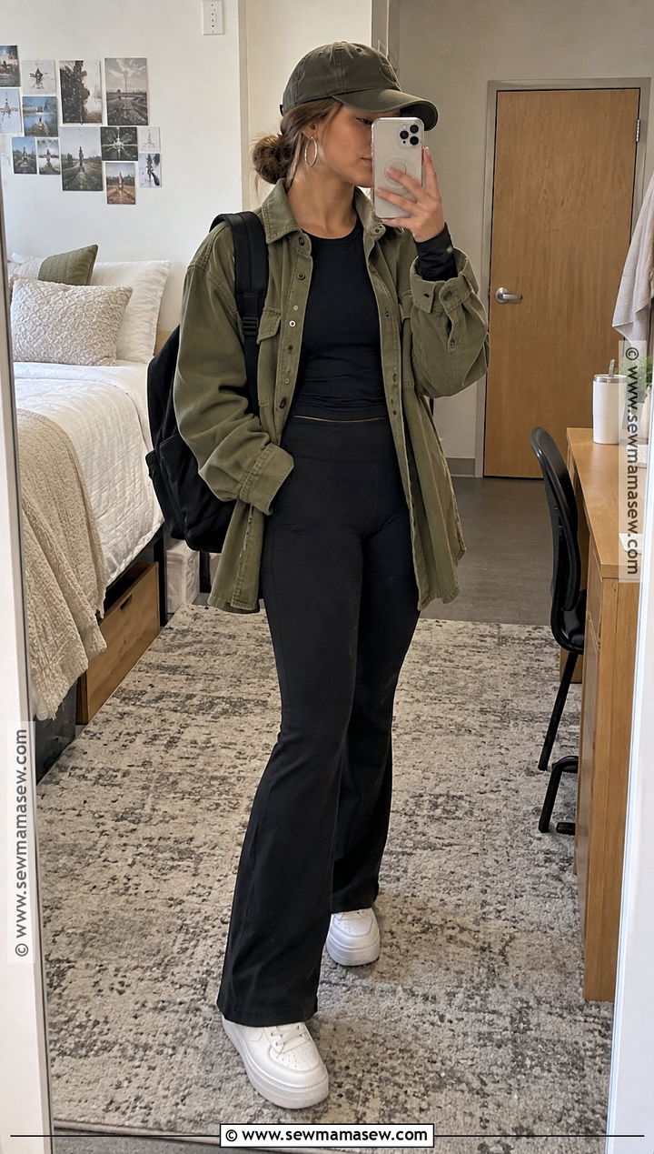 Shacket And Flared Leggings Uni Outfit - 25 uni fits autumn