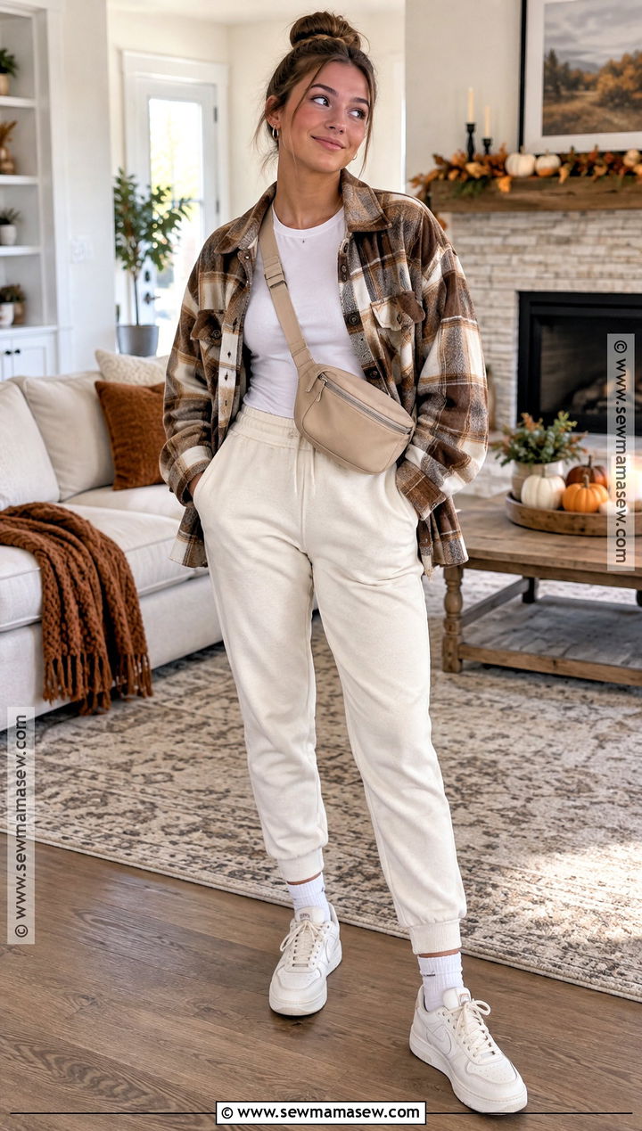 Shacket And Joggers Thanksgiving Outfit - 20 Thanksgiving Outfit Teen Ideas for Girls