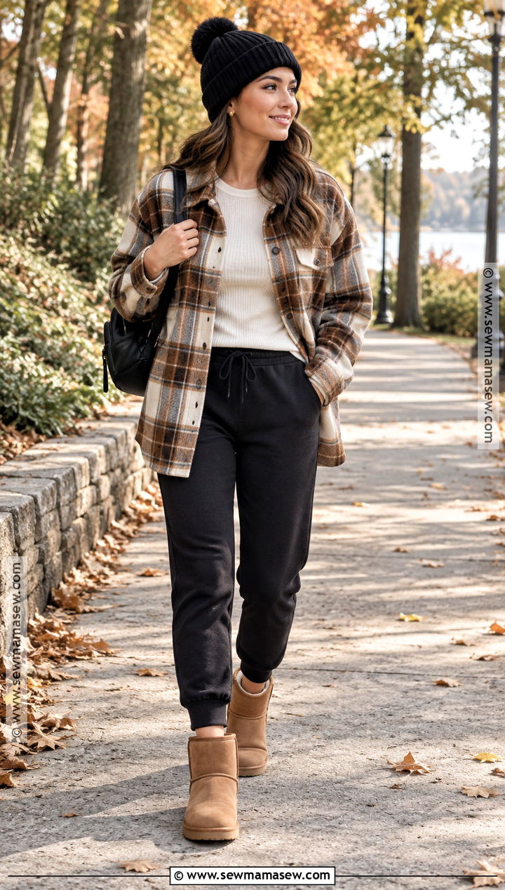 Shacket And Joggers Ugg Outfit - 15 Fall Ugg Outfits 2026