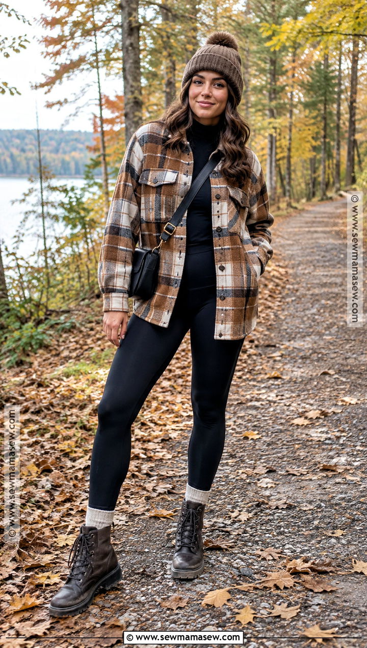 Shacket And Leggings Autumn Outfit - 25 Cosy Autumn Outfits