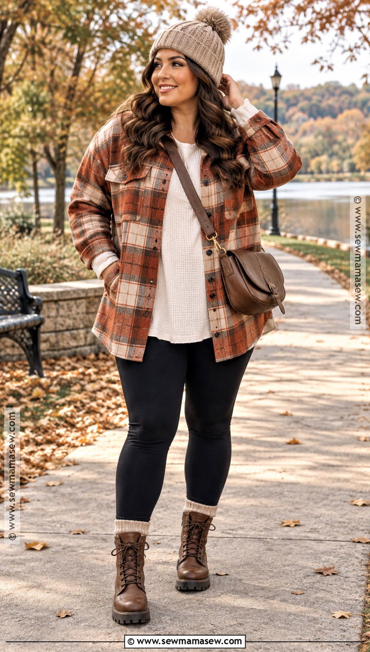 Shacket And Leggings Autumn Outfit - 30 warm autumn outfits