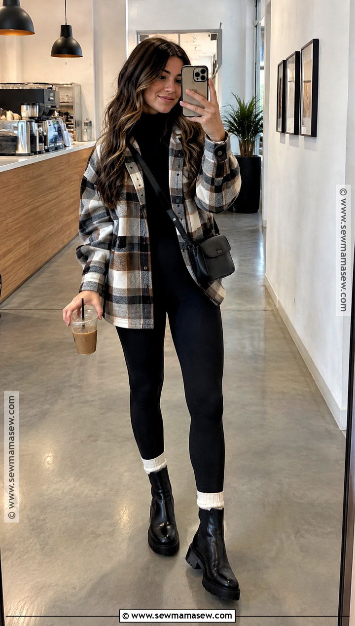 Shacket And Leggings Coffee Date Outfit - 20 fall coffee date outfit ideas