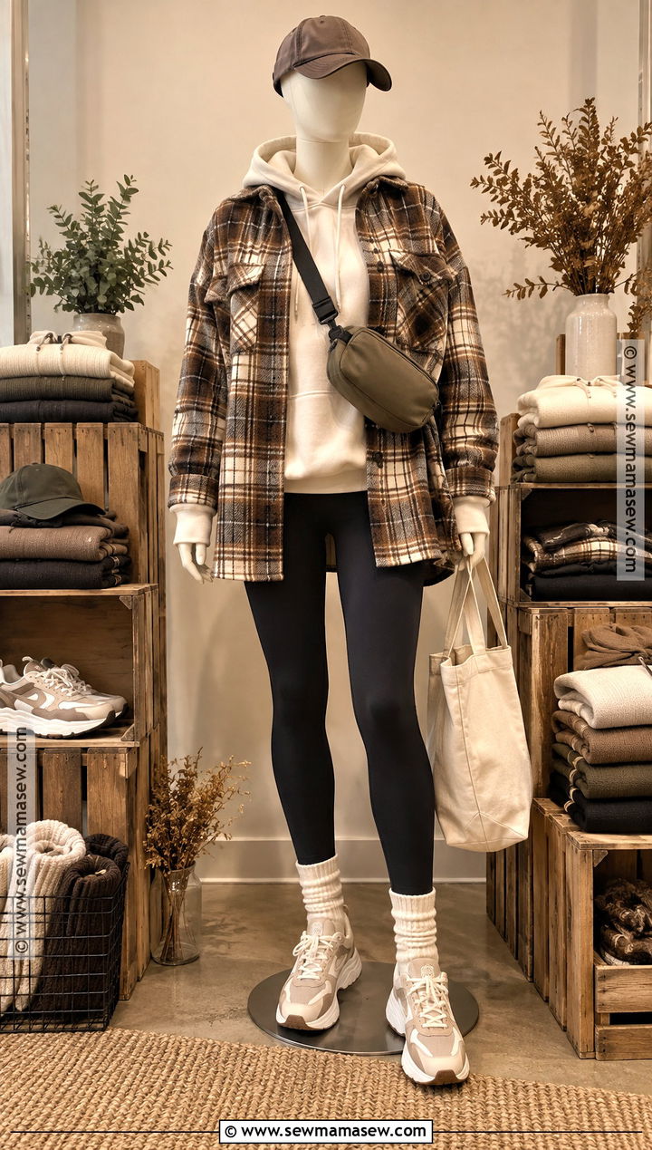 Shacket And Leggings Fall Clothing Display - 15 Cozy Fall Clothing Display Ideas