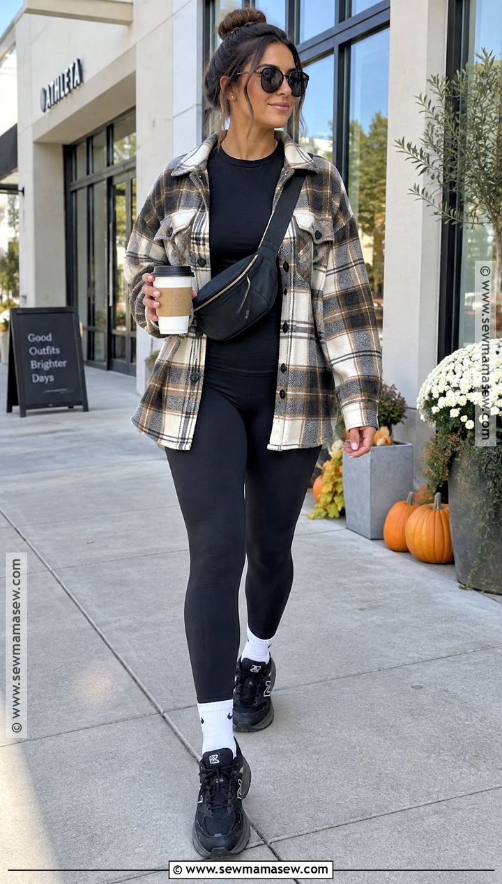 Shacket And Leggings Fall Outfit - 25 easy fall outfits casual