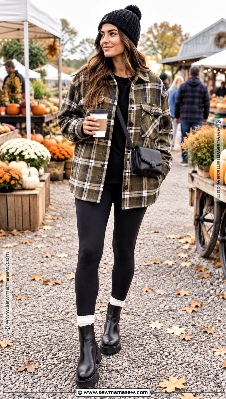 Shacket And Leggings Fall Outfit - 25 fall autumn outfits