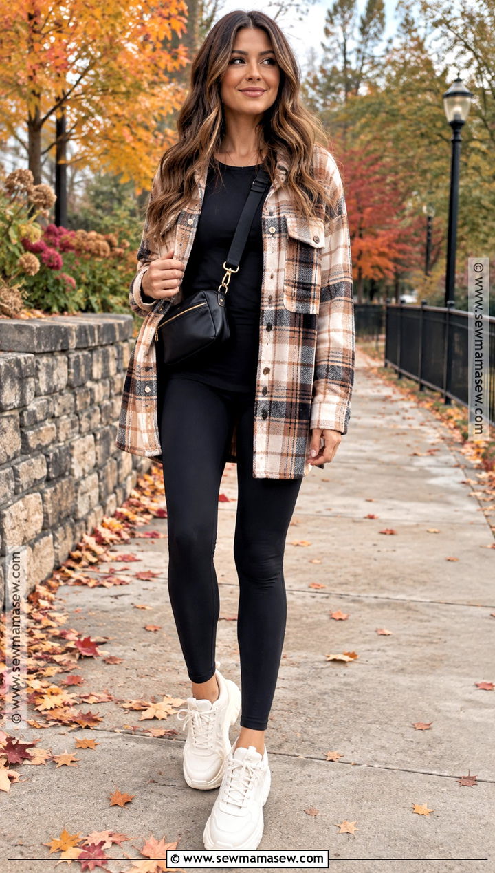 Shacket And Leggings Fall Outfit - 20 Comfy Cute Outfits Fall