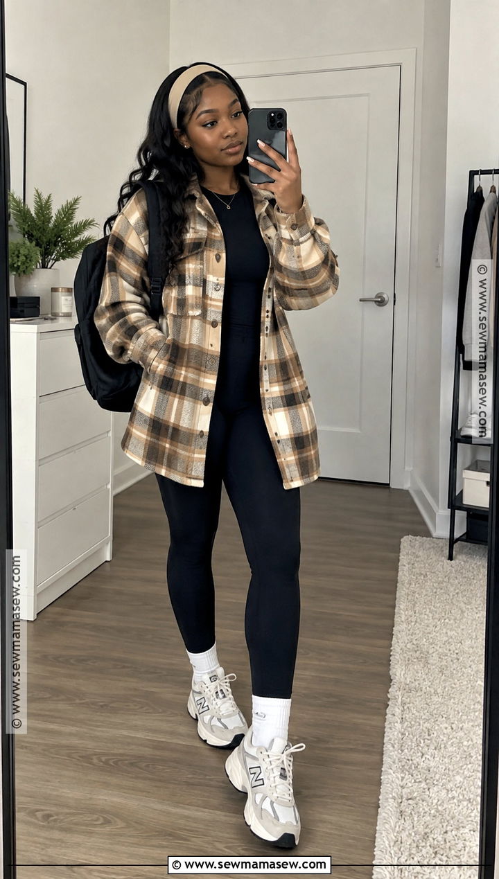 Shacket And Leggings Fall School Outfit - 15 fall school outfits for black women