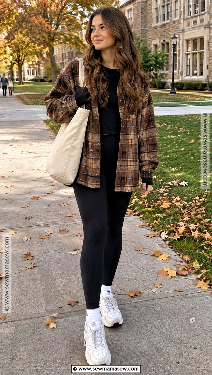 Shacket And Leggings Fall School Outfit - 15 fall outfits for school comfy
