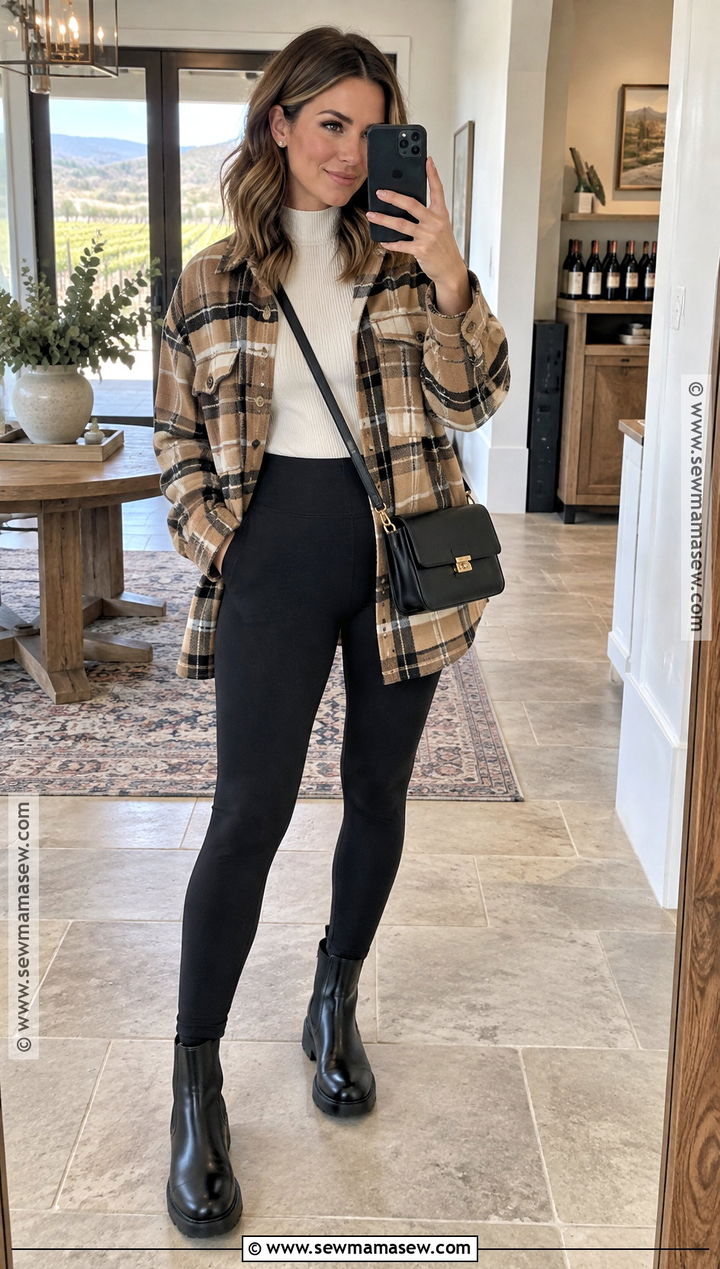 Shacket And Leggings Fall Wine Tour Outfit - 20 wine tour outfit fall ideas