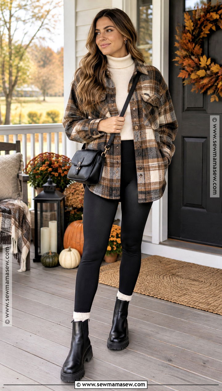 Shacket And Leggings Thanksgiving Outfit - 15 cute fall thanksgiving outfits