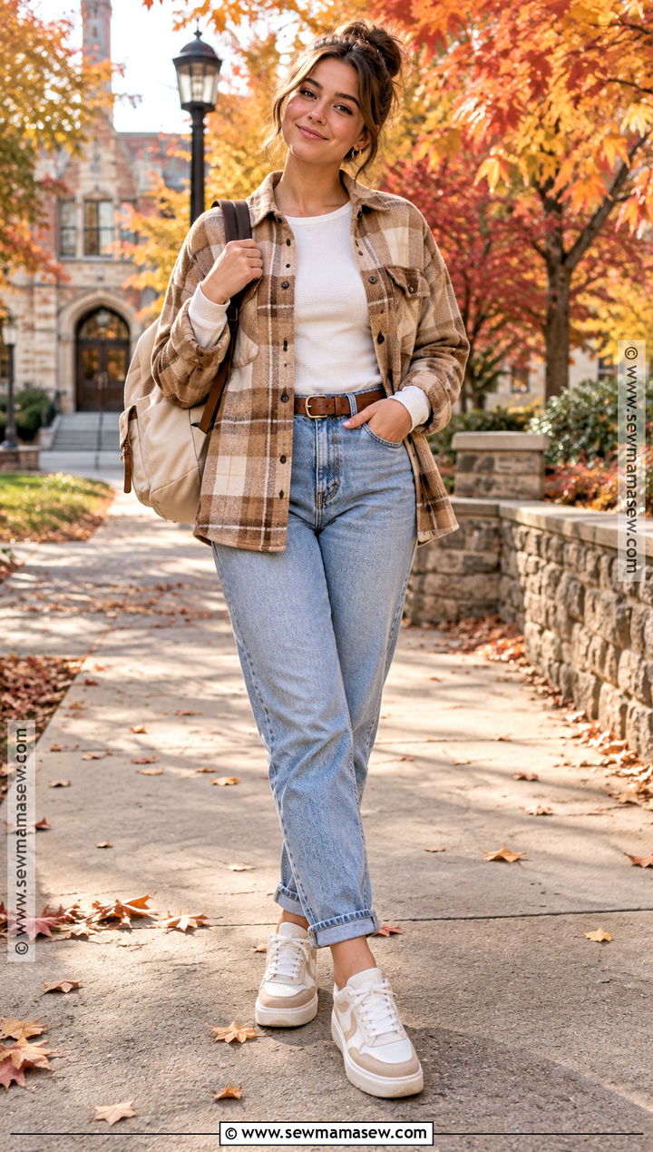 Shacket And Mom Jeans Outfit - 15 fall outfits 2026 school