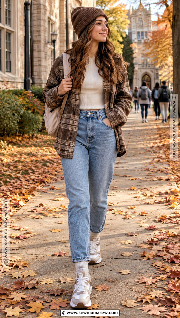 Shacket And Mom Jeans School Outfit - 20 cold fall outfits school