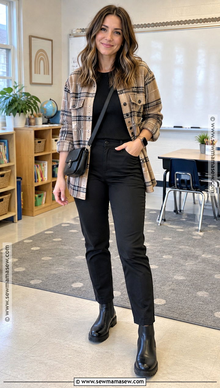 Shacket And Ponte Pants Teacher Outfit - 20 teacher outfits elementary fall