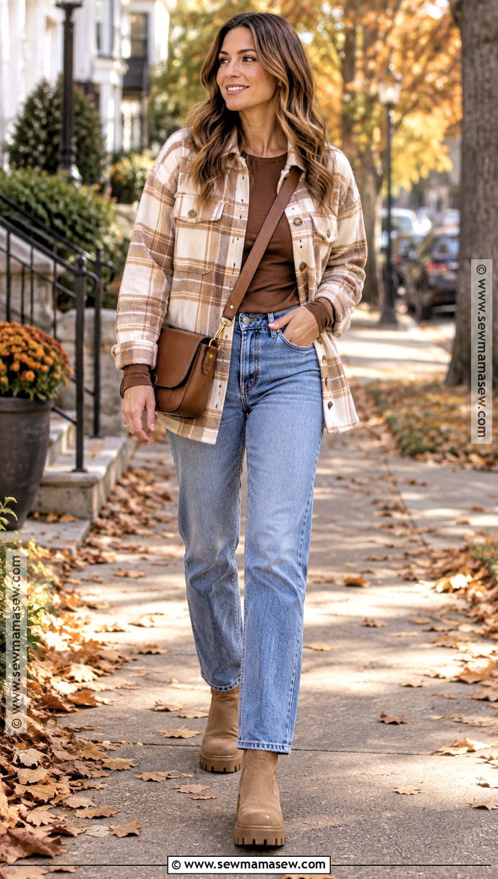 Shacket And Relaxed Jeans Autumn Outfit - 30 outfit ideas autumn