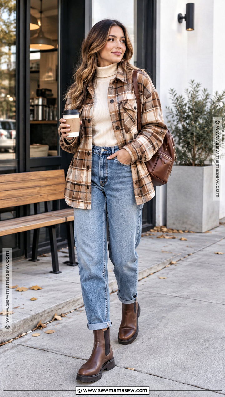 Shacket And Relaxed Jeans Fall Outfit - 25 Warm Fall Outfits Weather