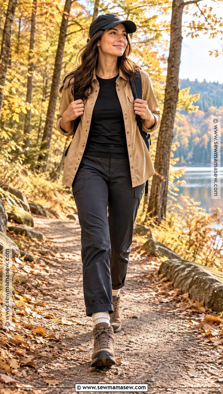 Shacket And Straight Leg Hiking Pants - 15 cute hiking outfit fall casual ideas