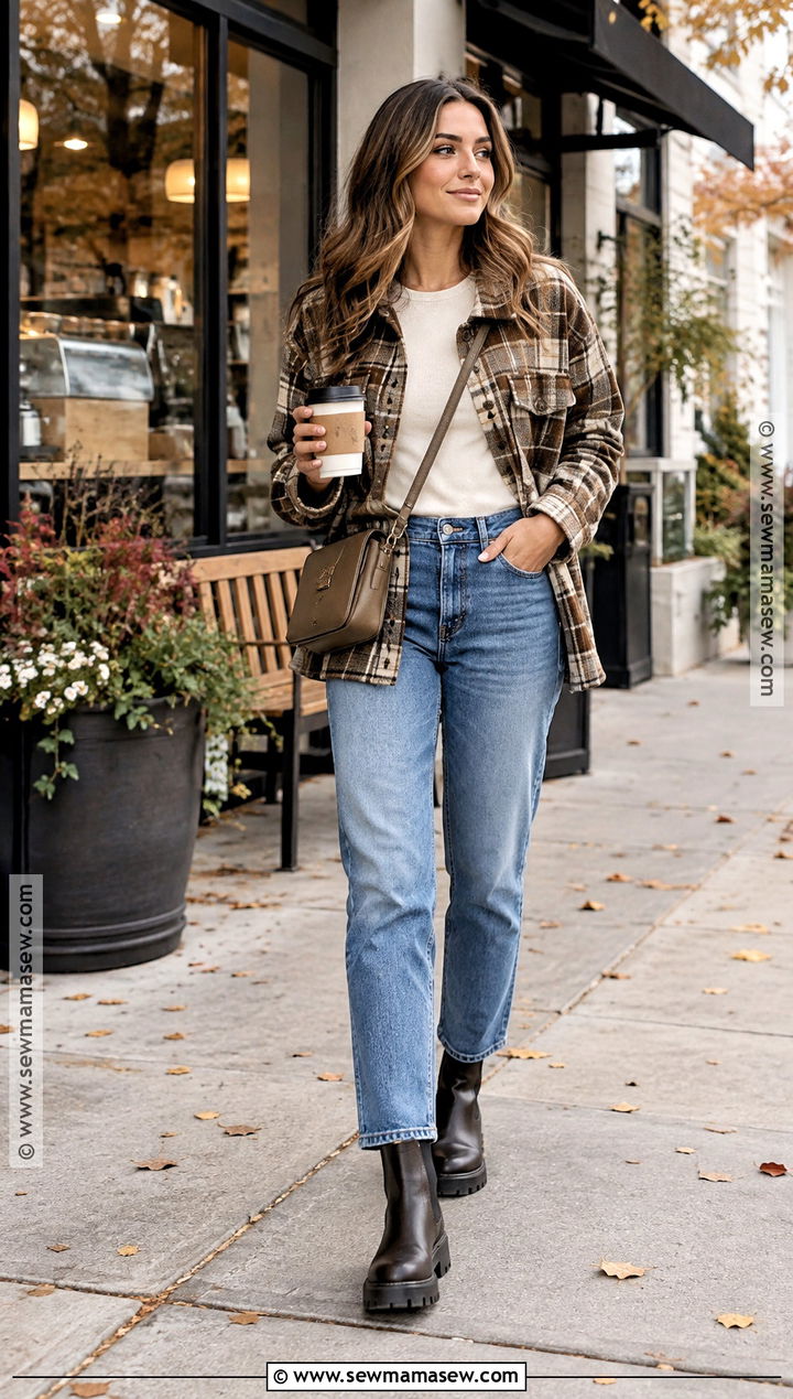 Shacket And Straight Leg Jeans Coffee Date Outfit - 20 coffee date outfit fall ideas