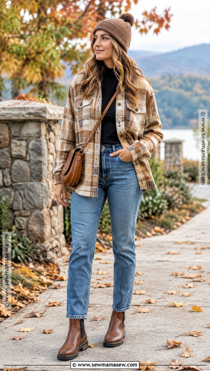 Shacket And Straight Leg Jeans Fall Outfit - 30 casual fall outfits for women
