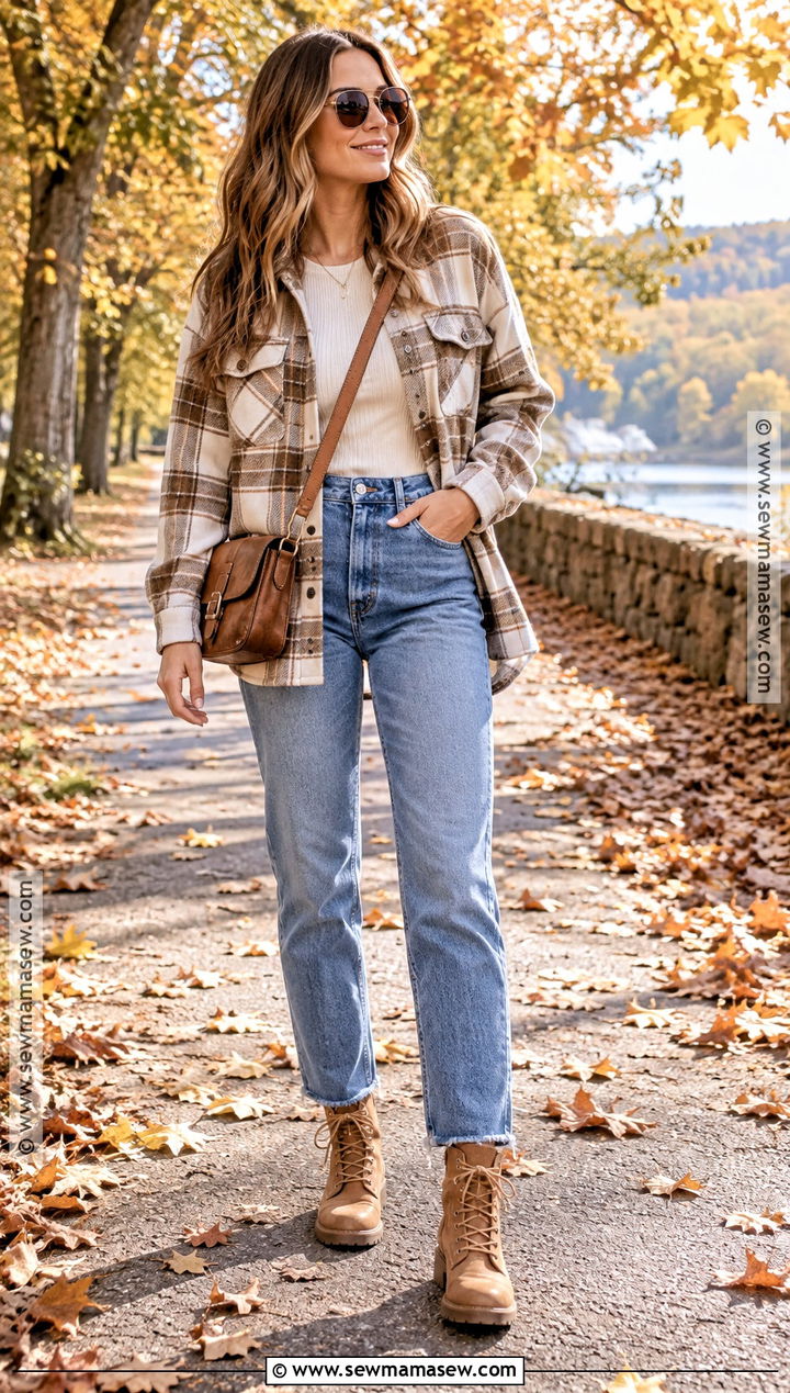 Shacket And Straight Leg Jeans Fall Outfit - 15 Casual Weekend Outfit Fall Ideas